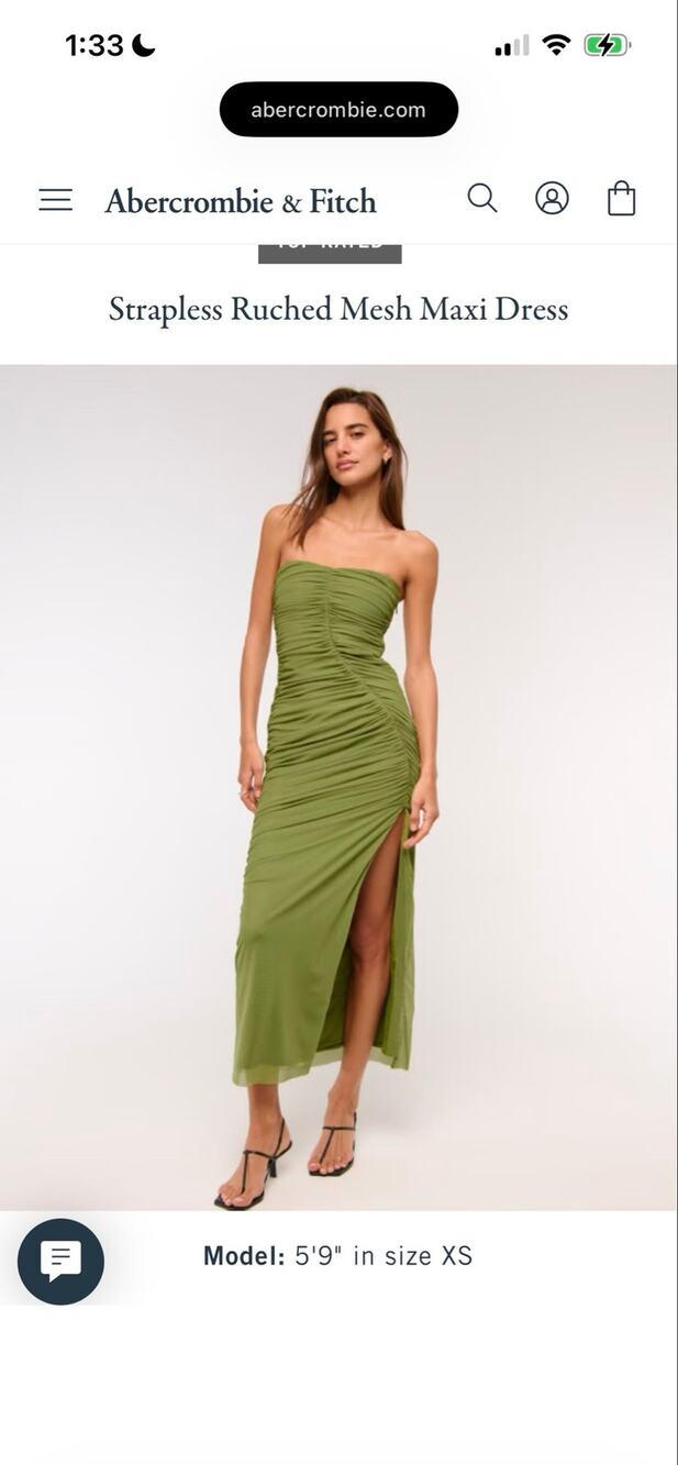 Abercrombie Mesh Strapless Ruched Maxi Dress